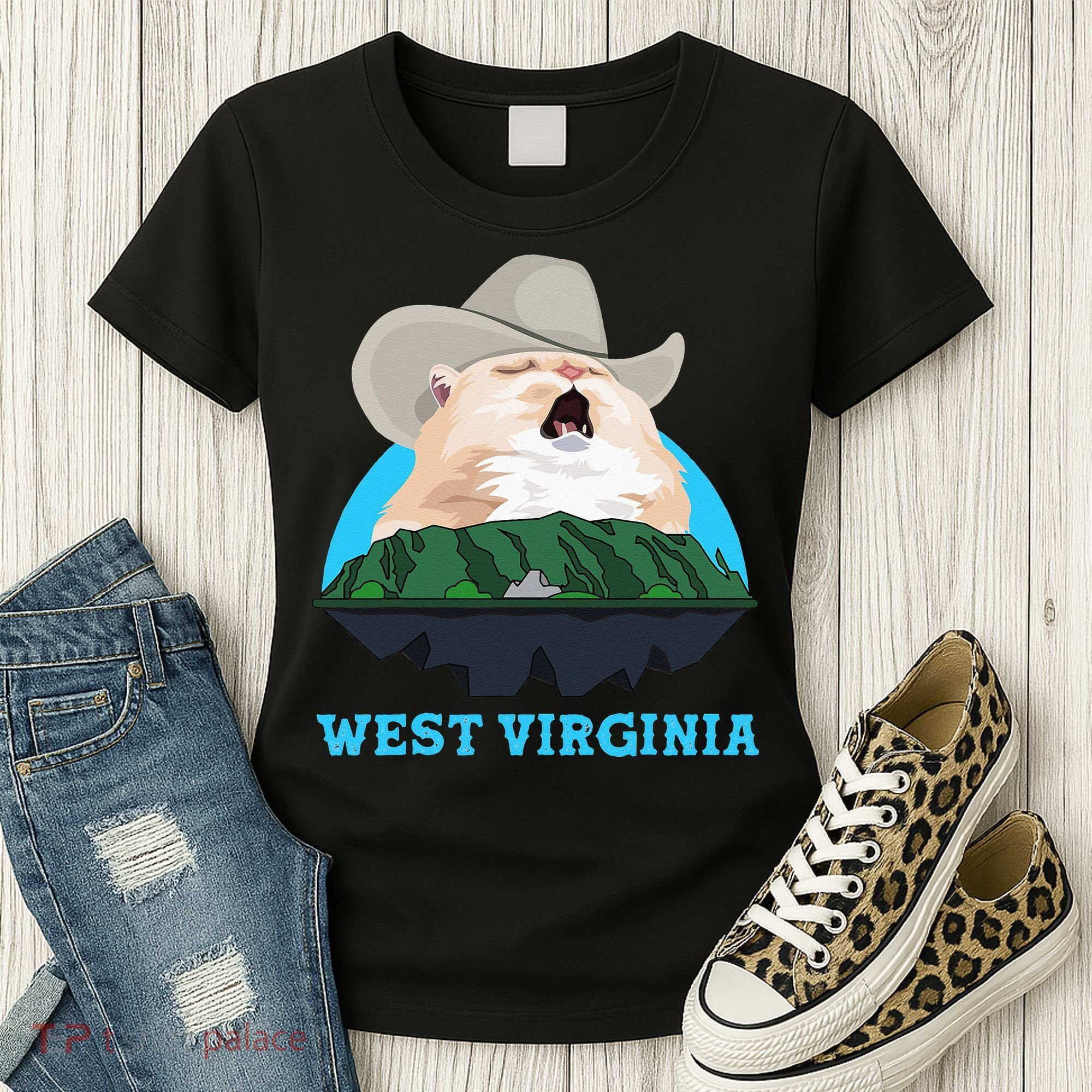 West Virginia Cowboy Cat Singing Meme Meowdy Women's T-Shirt