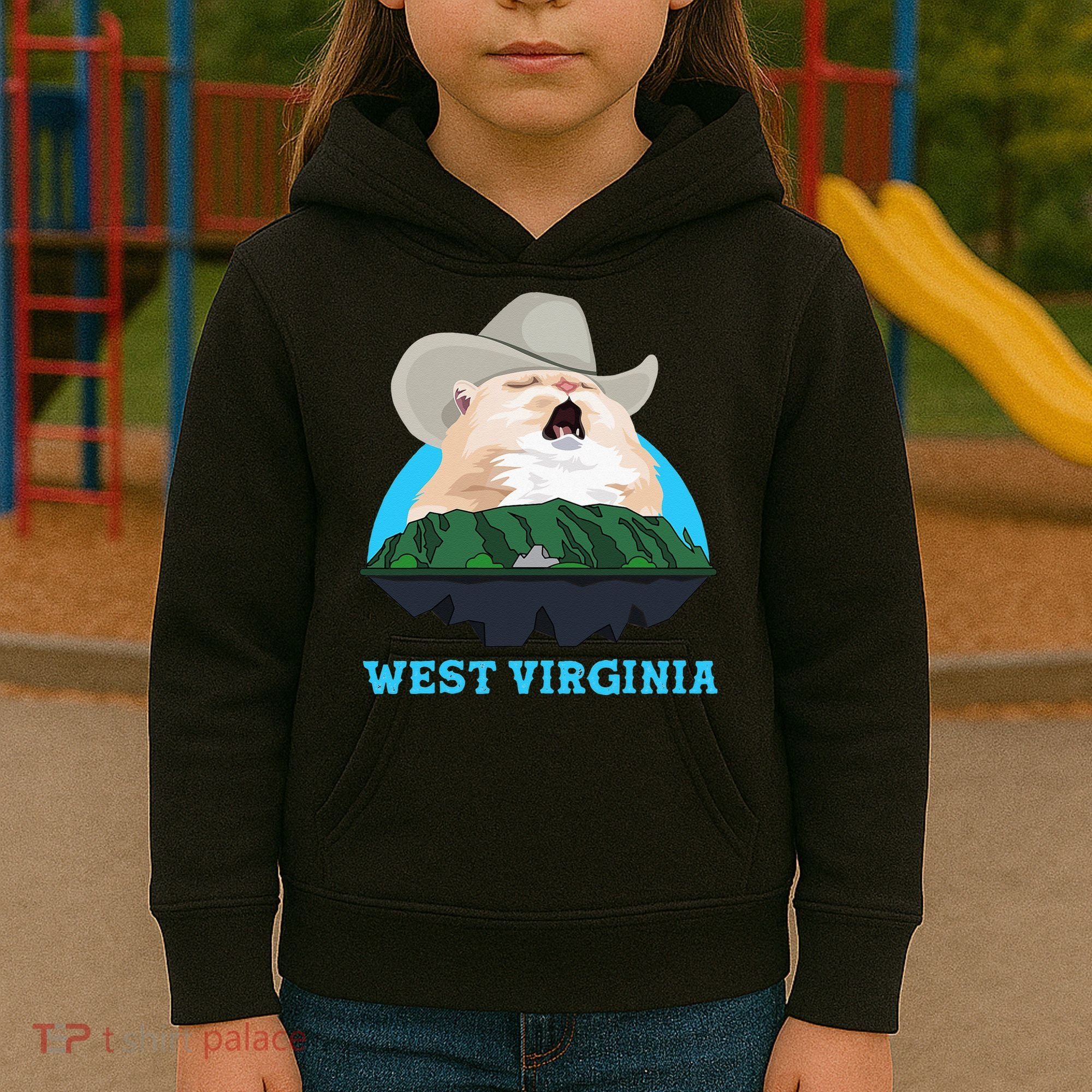 West Virginia Cowboy Cat Singing Meme Meowdy Kids Hoodie