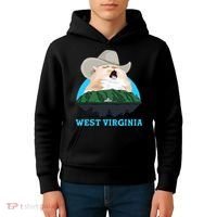 West Virginia Cowboy Cat Singing Meme Meowdy Kids Hoodie thumb 4