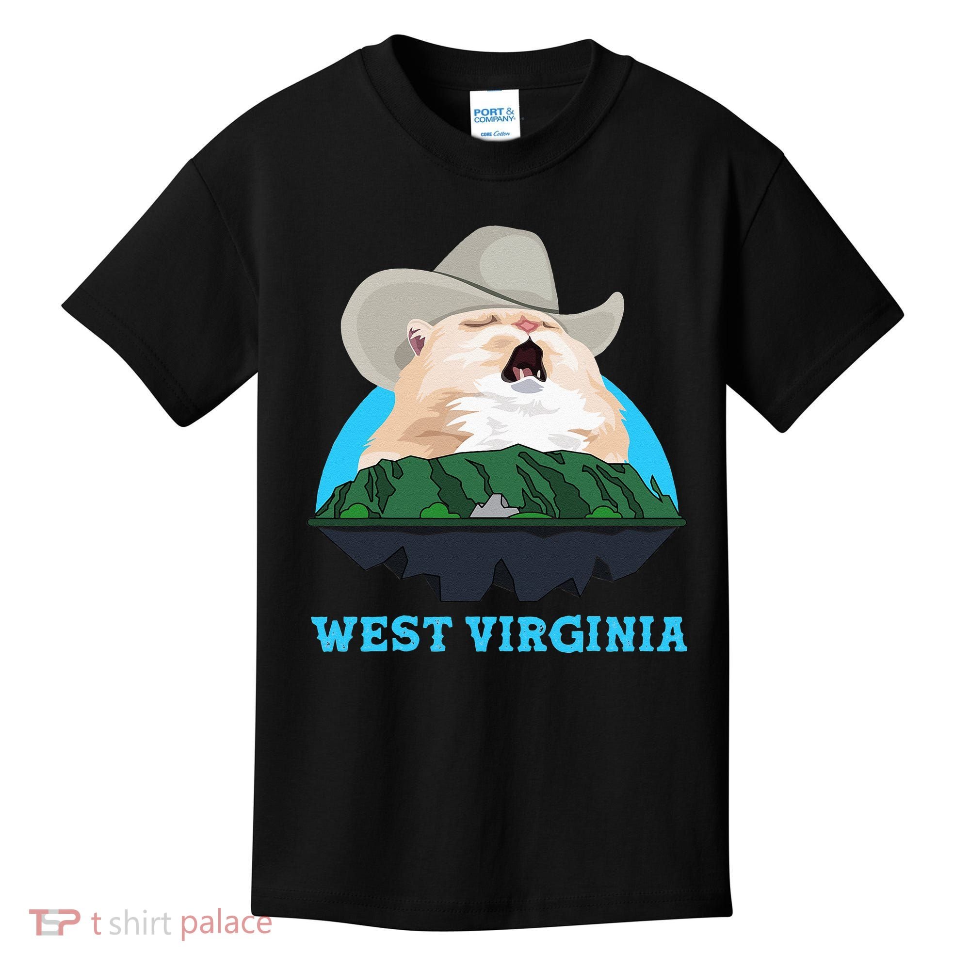West Virginia Cowboy Cat Singing Meme Meowdy Kids T-Shirt