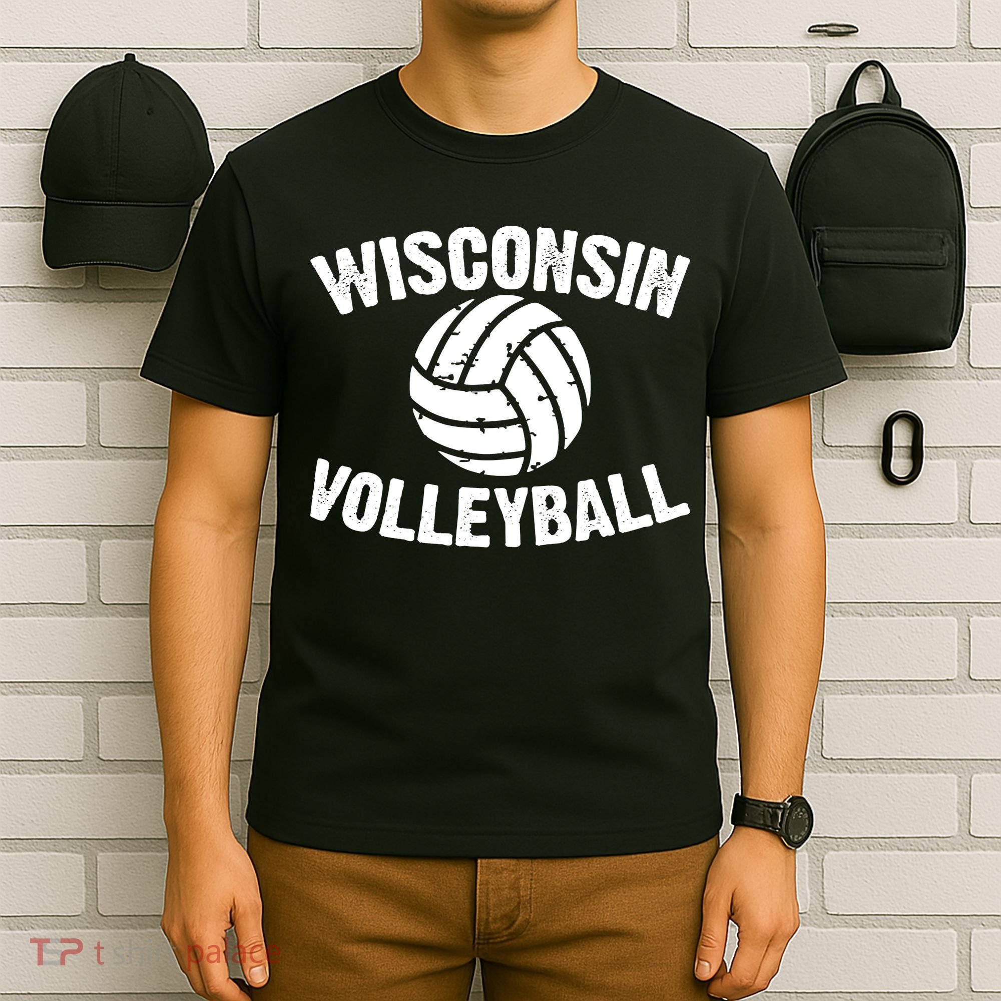 Wisconsin Volleyball Classic Style Vintage Distressed T-Shirt