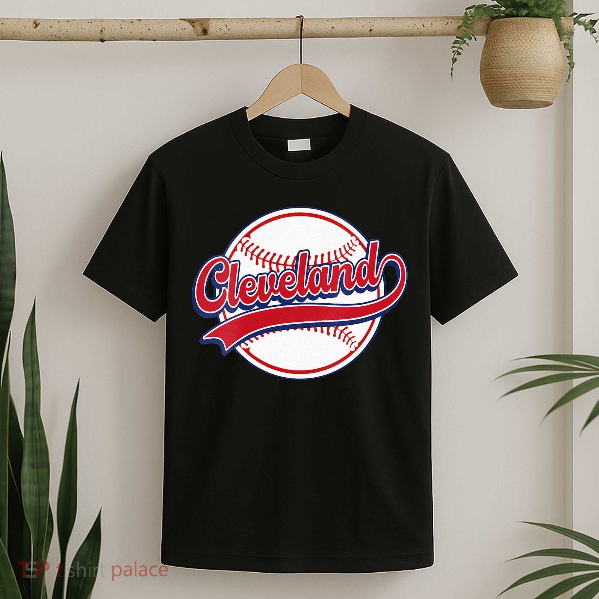 Womens Vintage Cleveland Cityscape Baseball Lover Player And Fans T-Shirt