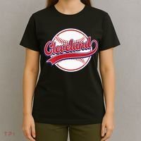 Womens Vintage Cleveland Cityscape Baseball Lover Player And Fans T-Shirt thumb 4