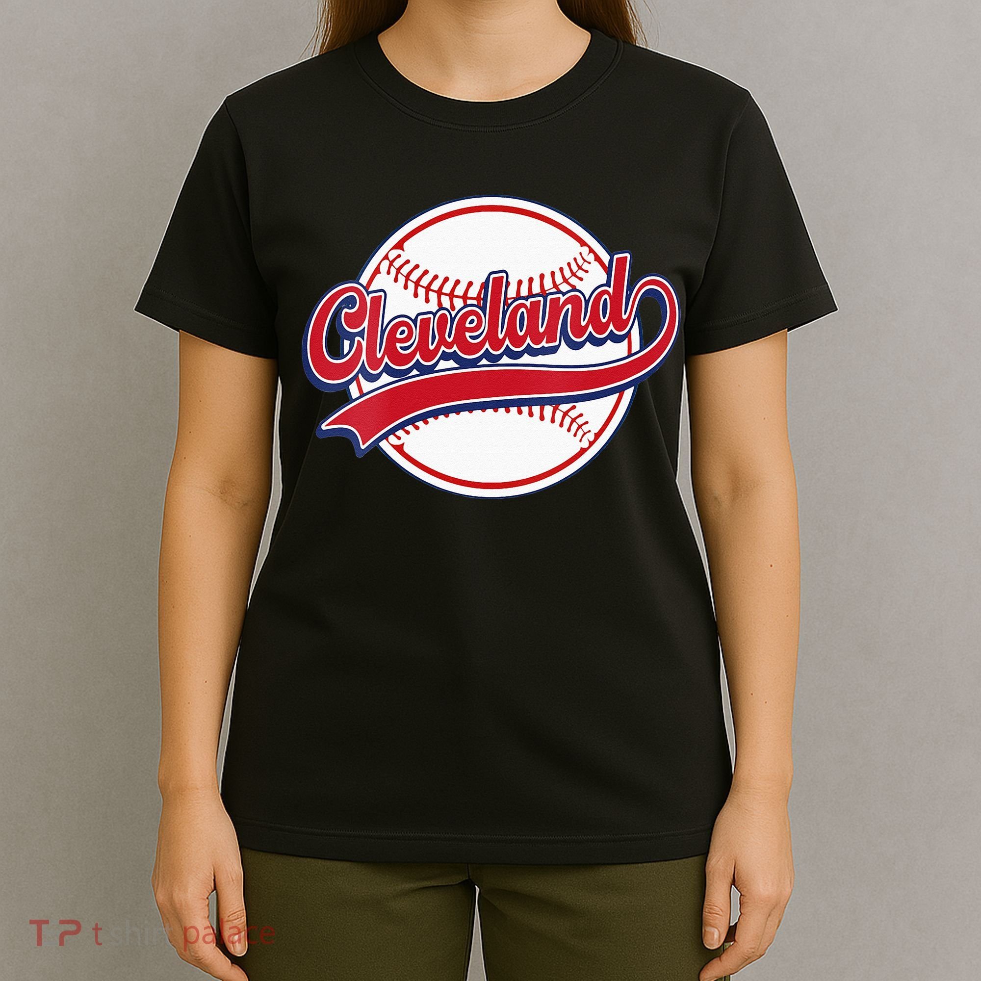 Womens Vintage Cleveland Cityscape Baseball Lover Player And Fans T-Shirt