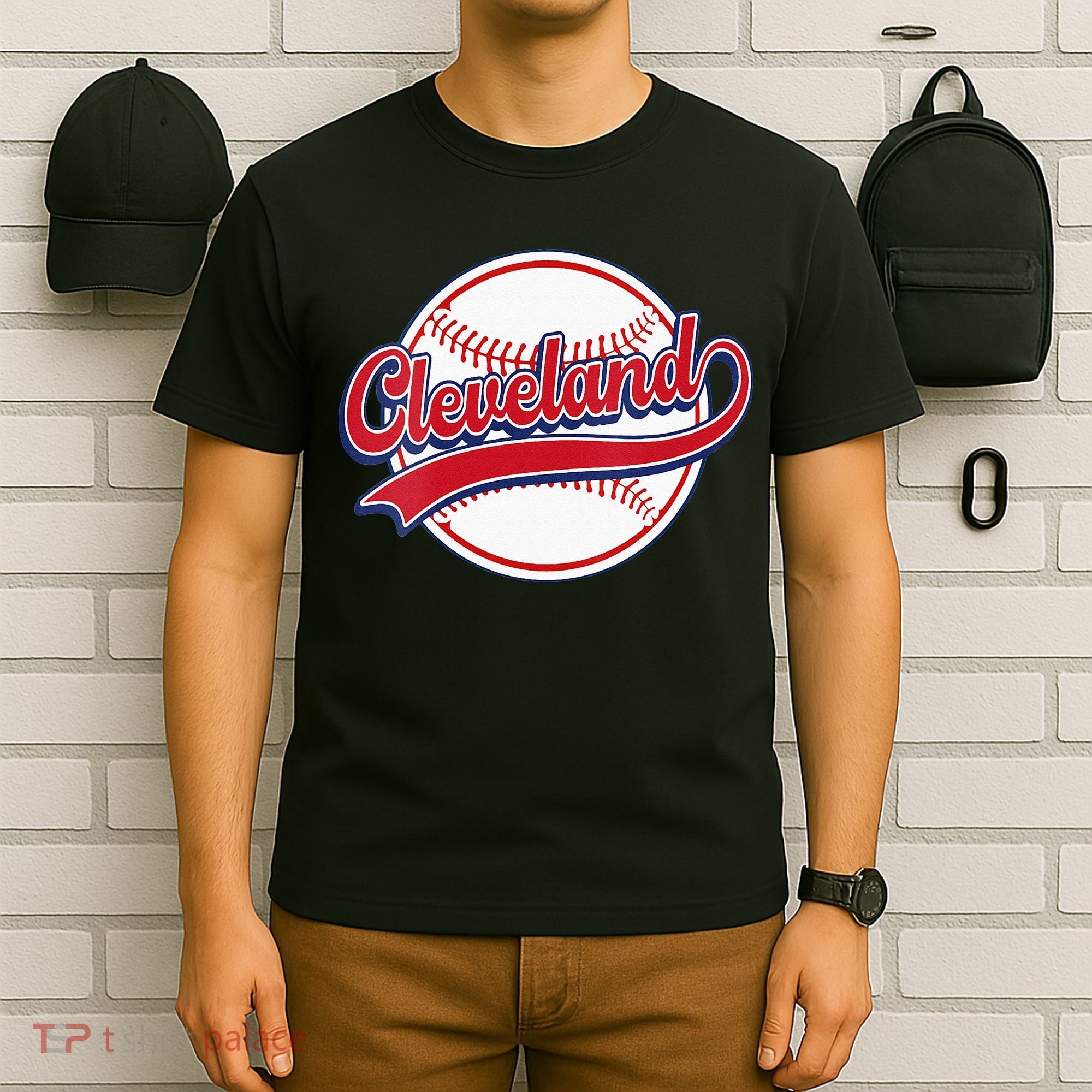 Womens Vintage Cleveland Cityscape Baseball Lover Player And Fans T-Shirt