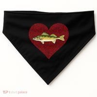 Walleye Valentines Day Fish Love Fingerprint Great Gift USA-Made Doggie Bandana thumb 0