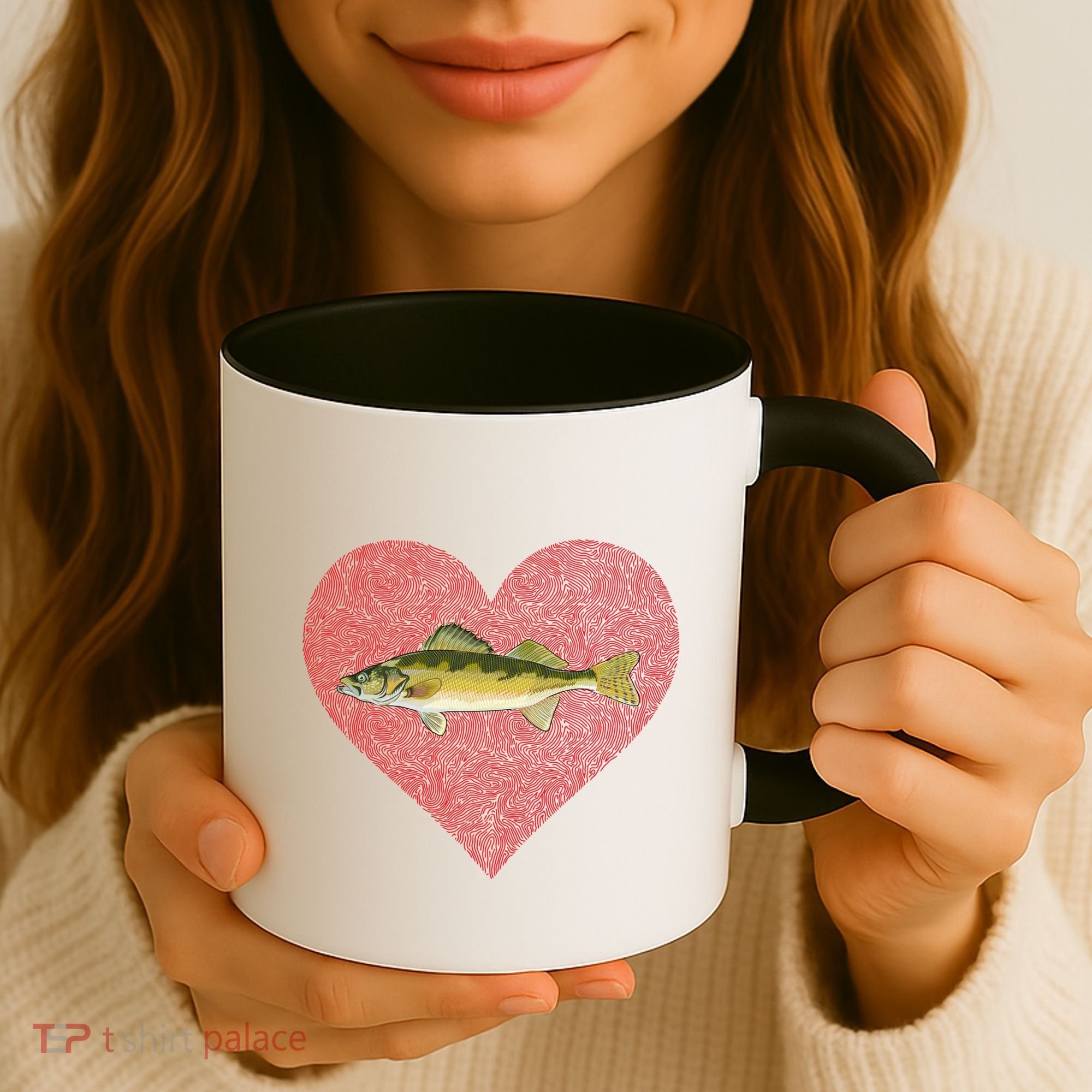 Walleye Valentines Day Fish Love Fingerprint Great Gift Coffee Mug