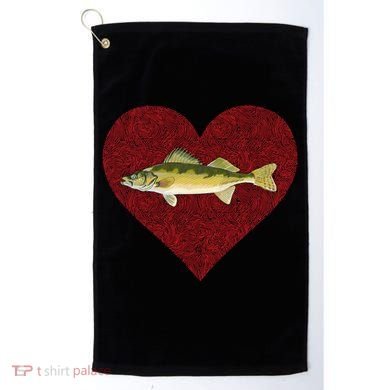 Walleye Valentines Day Fish Love Fingerprint Great Gift Golf Towel