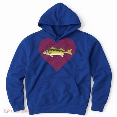 Walleye Valentines Day Fish Love Fingerprint Great Gift Hoodie