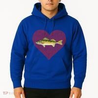 Walleye Valentines Day Fish Love Fingerprint Great Gift Hoodie thumb 2