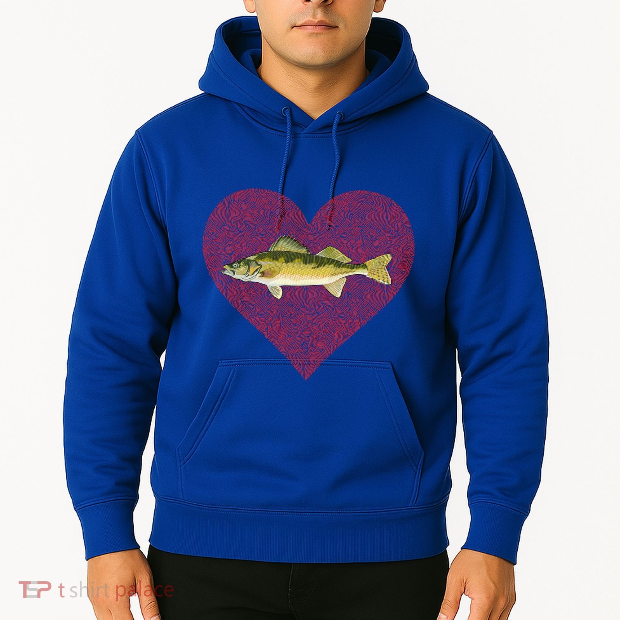 Walleye Valentines Day Fish Love Fingerprint Great Gift Hoodie