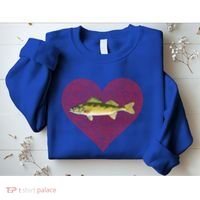 Walleye Valentines Day Fish Love Fingerprint Great Gift Sweatshirt thumb 2