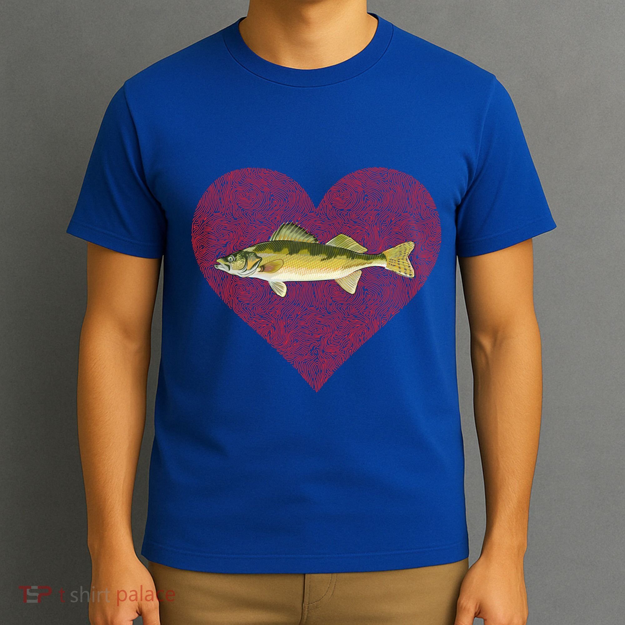 Walleye Valentines Day Fish Love Fingerprint Great Gift T-Shirt