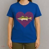 Walleye Valentines Day Fish Love Fingerprint Great Gift T-Shirt thumb 4
