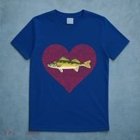 Walleye Valentines Day Fish Love Fingerprint Great Gift T-Shirt thumb 5