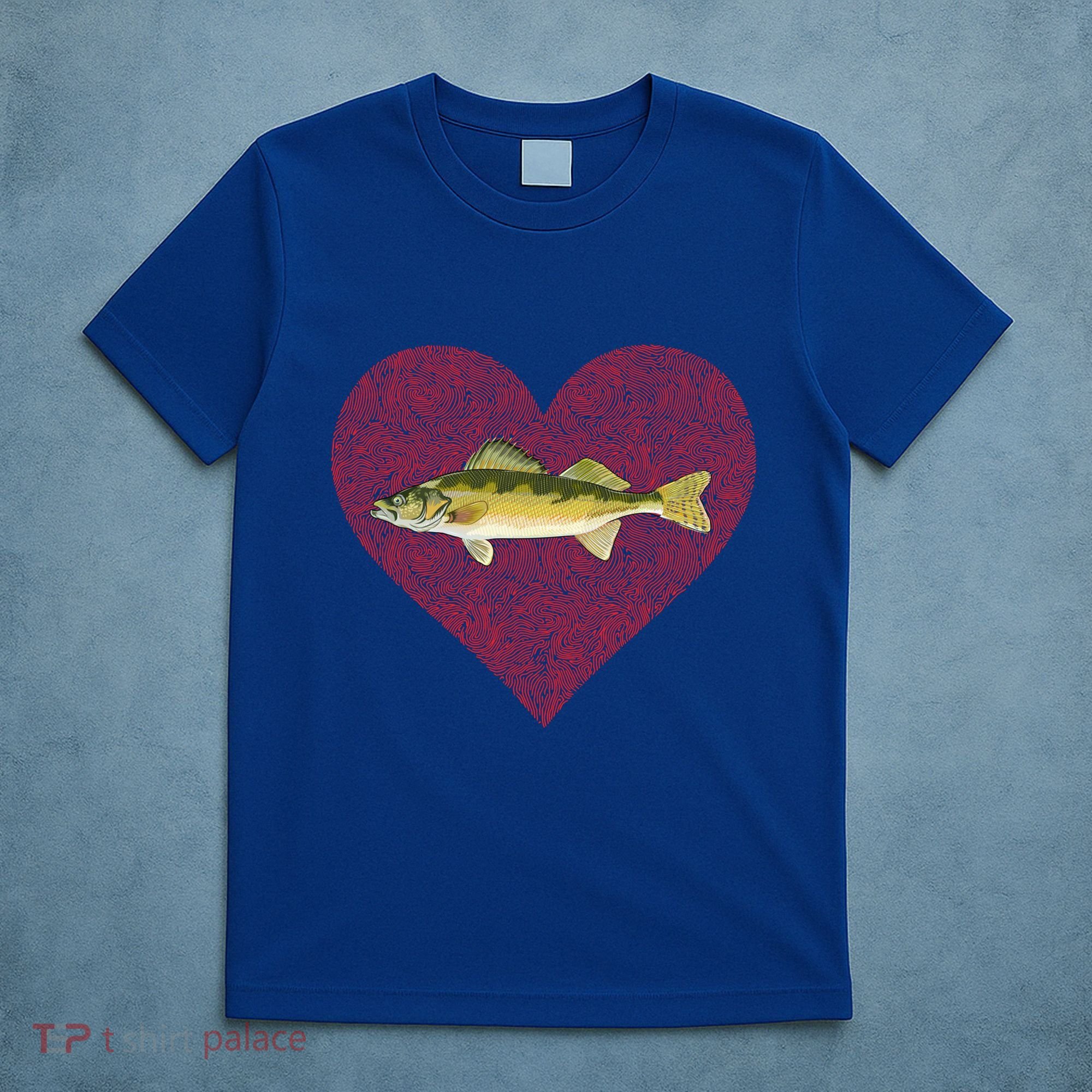 Walleye Valentines Day Fish Love Fingerprint Great Gift T-Shirt