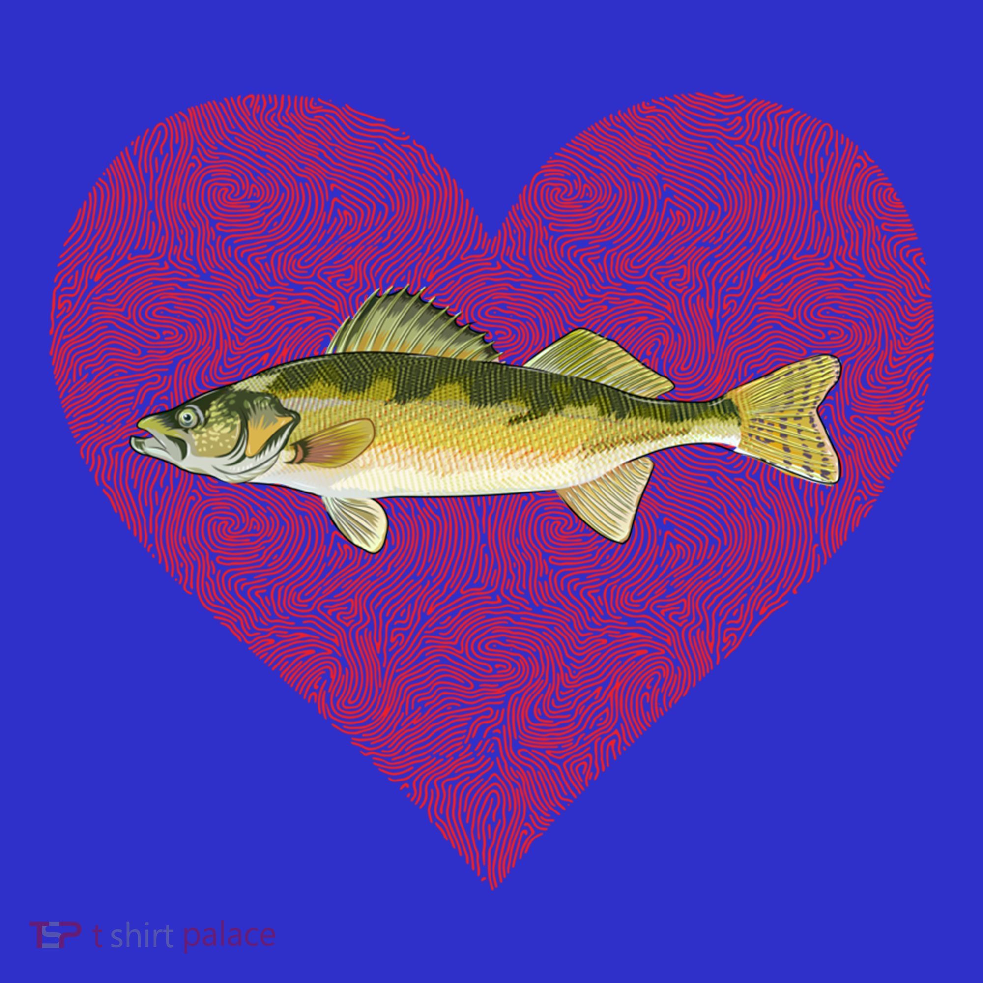 Walleye Valentines Day Fish Love Fingerprint Great Gift T-Shirt