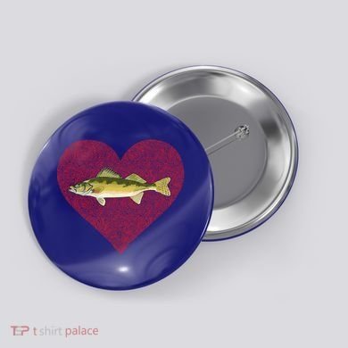 Walleye Valentines Day Fish Love Fingerprint Great Gift Button