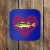 Walleye Valentines Day Fish Love Fingerprint Great Gift Coaster thumb 0