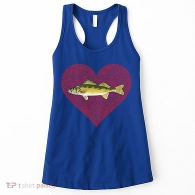 Walleye Valentines Day Fish Love Fingerprint Great Gift Women's Tank Top