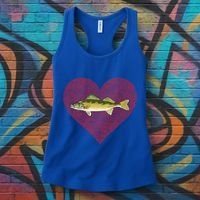 Walleye Valentines Day Fish Love Fingerprint Great Gift Women's Tank Top thumb 3