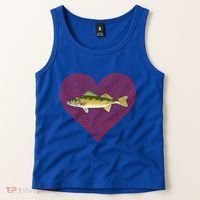 Walleye Valentines Day Fish Love Fingerprint Great Gift Tank Top thumb 2