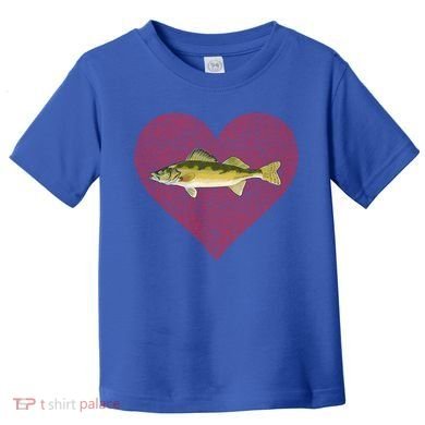 Walleye Valentines Day Fish Love Fingerprint Great Gift Toddler T-Shirt