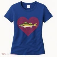 Walleye Valentines Day Fish Love Fingerprint Great Gift Women's T-Shirt thumb 0