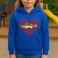 Walleye Valentines Day Fish Love Fingerprint Great Gift Kids Hoodie thumb 3