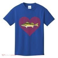 Walleye Valentines Day Fish Love Fingerprint Great Gift Kids T-Shirt thumb 0