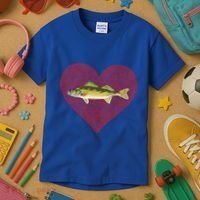 Walleye Valentines Day Fish Love Fingerprint Great Gift Kids T-Shirt thumb 3