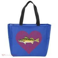 Walleye Valentines Day Fish Love Fingerprint Great Gift Tote Bag thumb 0
