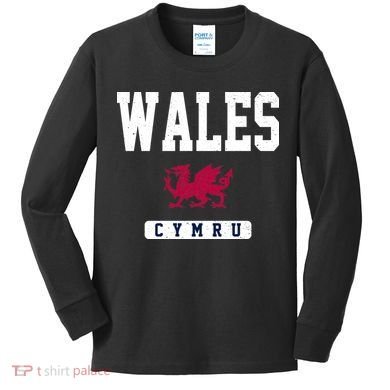 Wales Varsity Dragon  Kids Long Sleeve Shirt