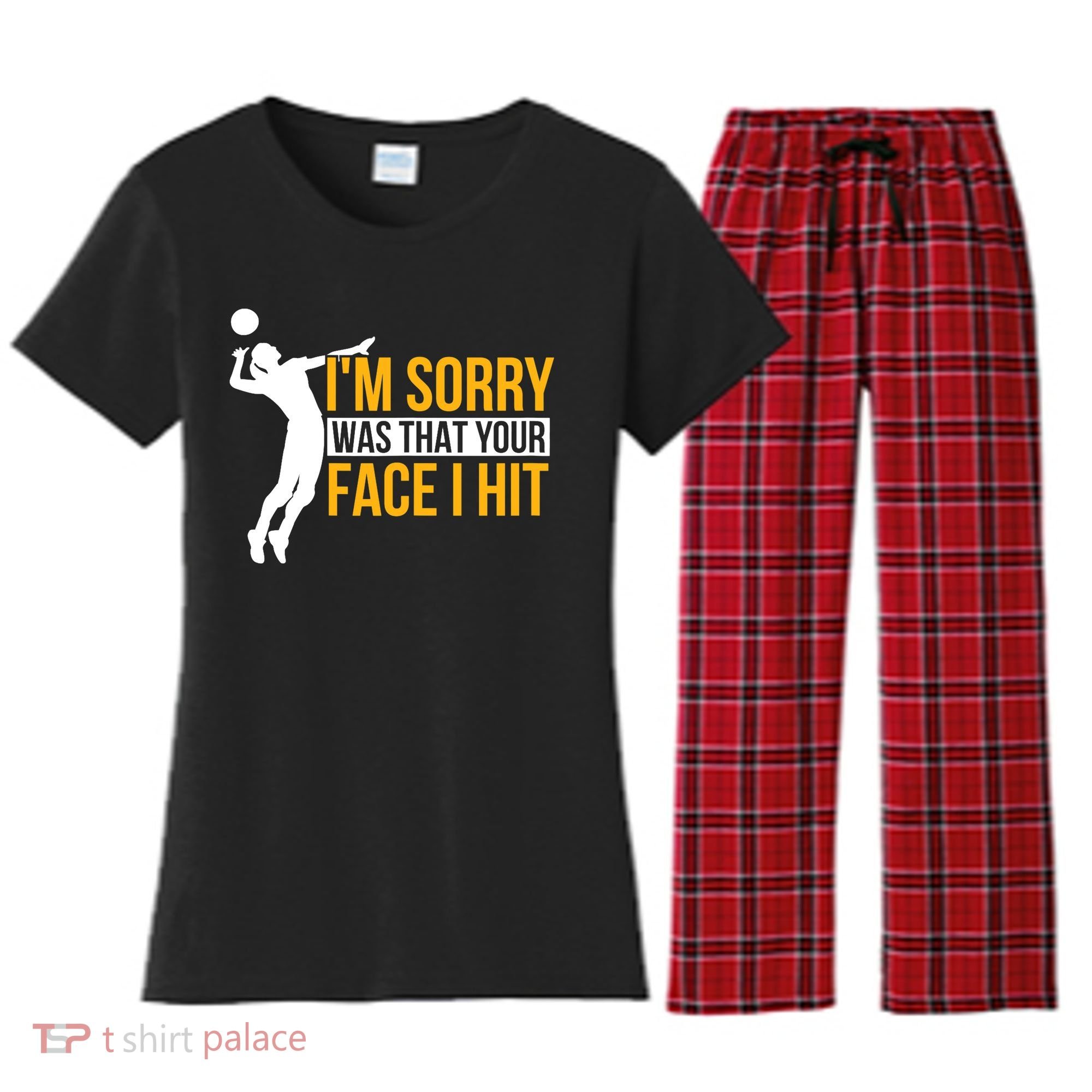 Wo Volleyballer Funny Volleyball Women's Flannel Pajama Set