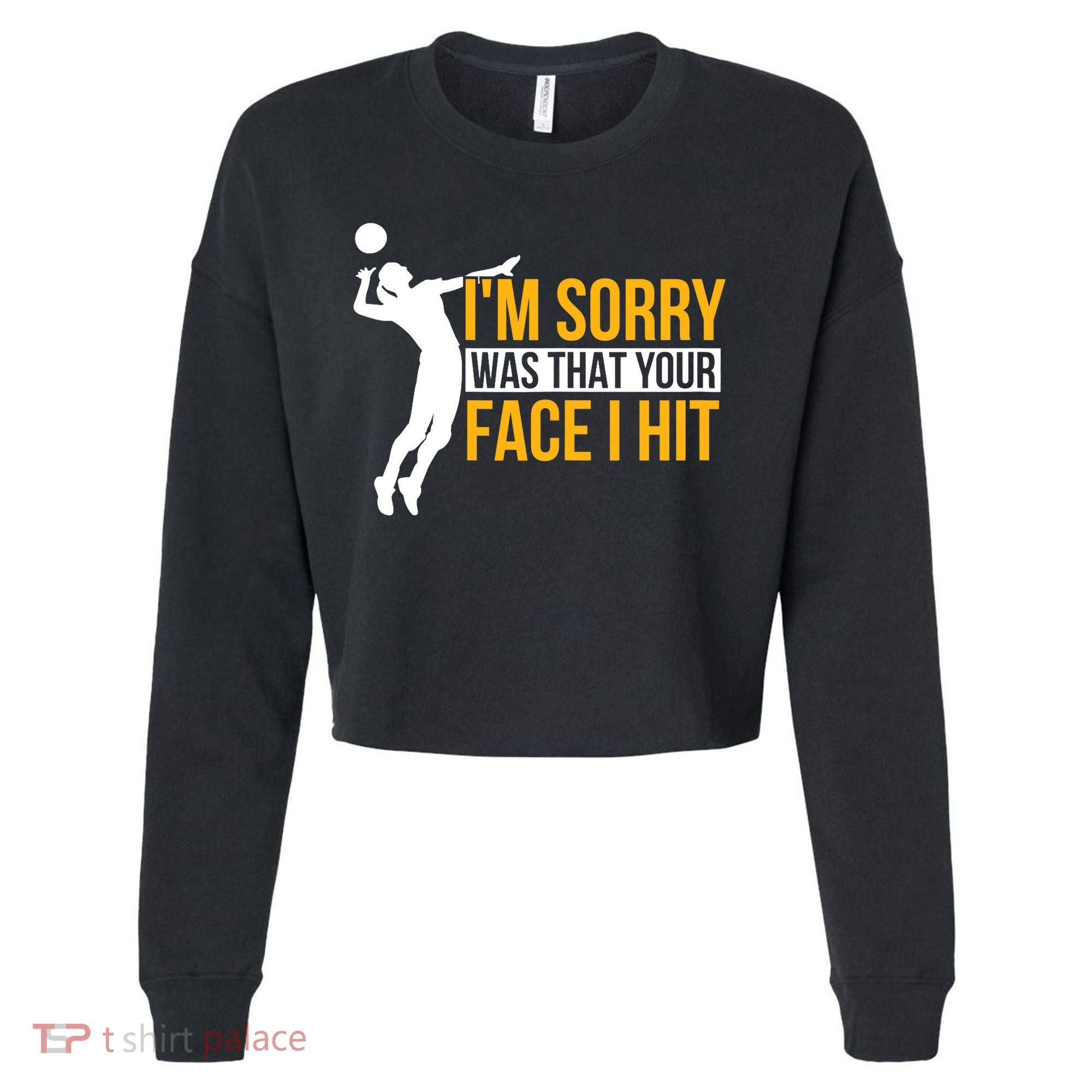 Wo Volleyballer Funny Volleyball Cropped Pullover Crew