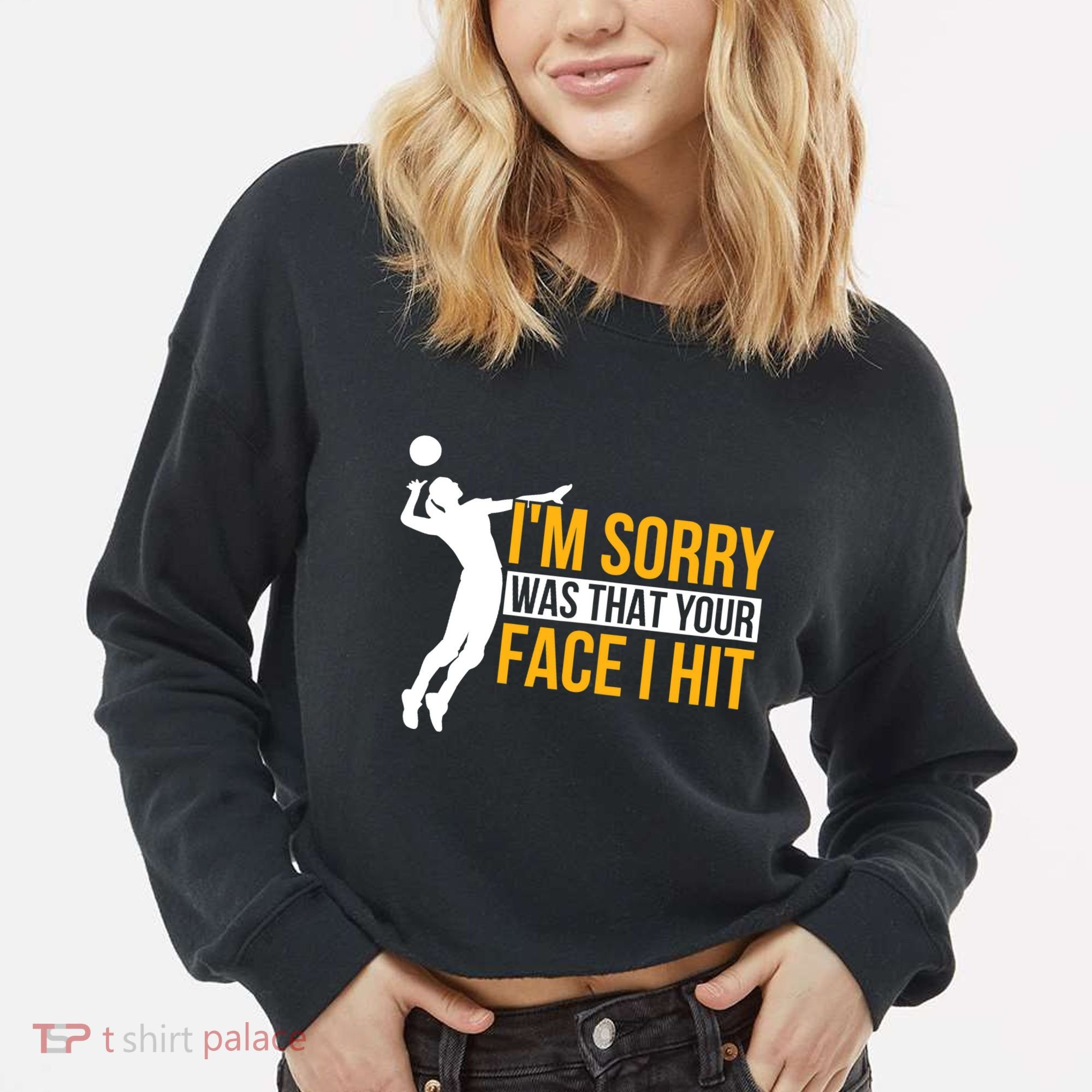 Wo Volleyballer Funny Volleyball Cropped Pullover Crew