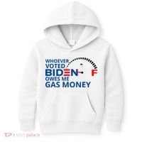 Whoever Voted For Biden Owes Me Gas Money Kids Hoodie thumb 0