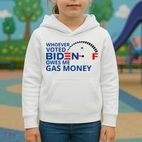 Whoever Voted For Biden Owes Me Gas Money Kids Hoodie thumb 3