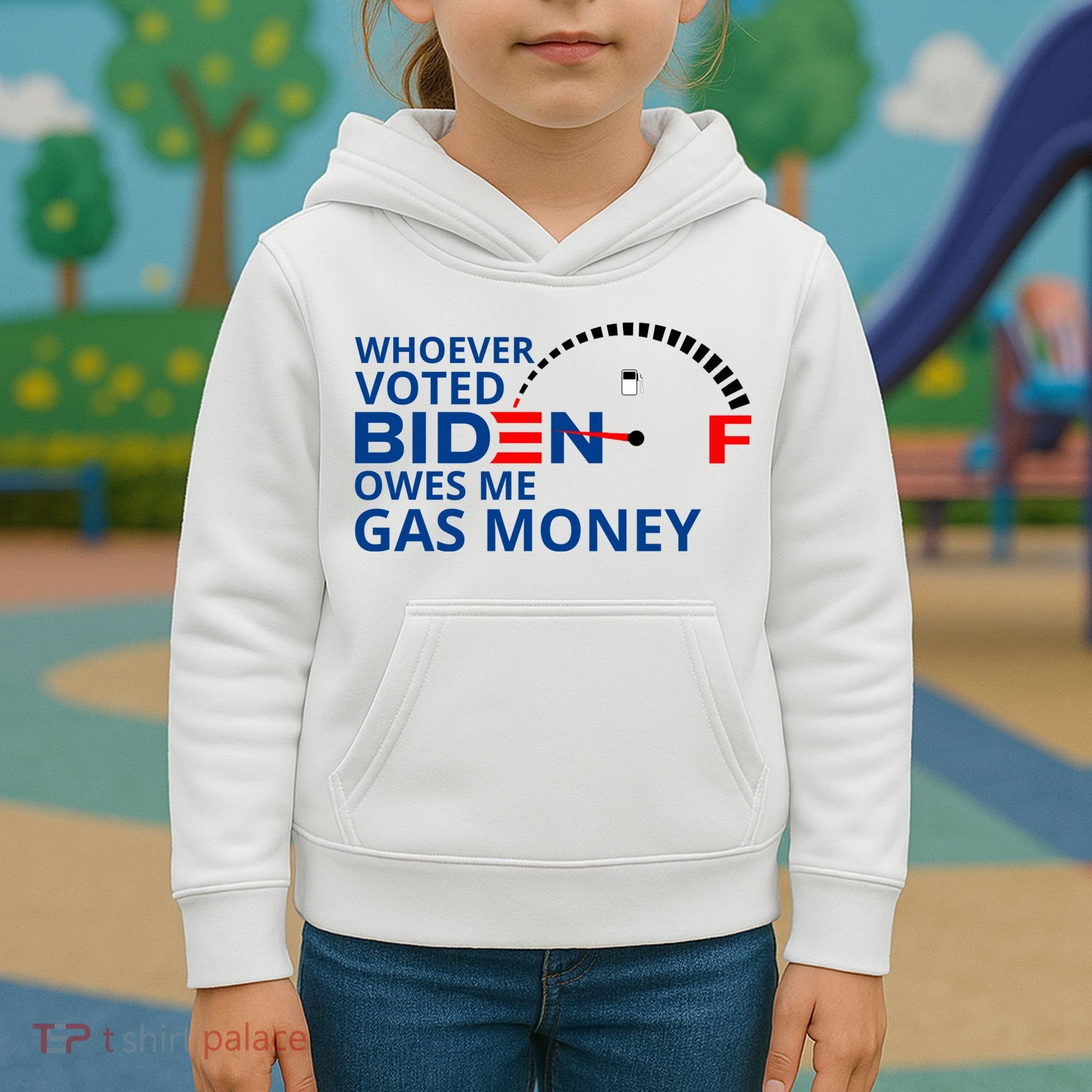 Whoever Voted For Biden Owes Me Gas Money Kids Hoodie