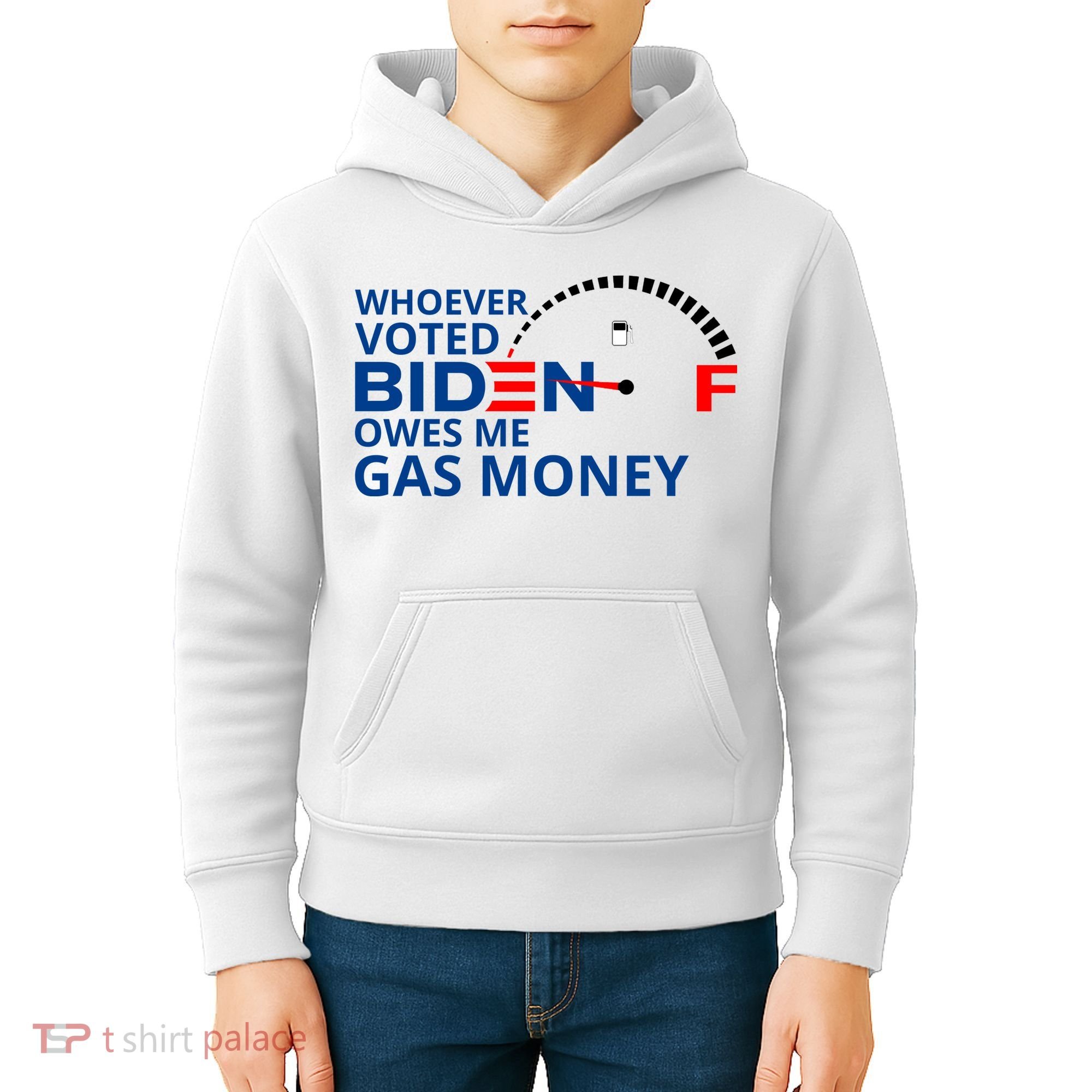 Whoever Voted For Biden Owes Me Gas Money Kids Hoodie