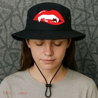 Wo Vampire Gift Sexy Lips Teeth Lazy Halloween Costume Gift Bucket Hat thumb 3