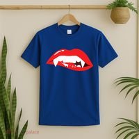 Wo Vampire Gift Sexy Lips Teeth Lazy Halloween Costume Gift T-Shirt thumb 2