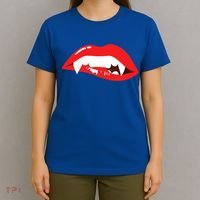 Wo Vampire Gift Sexy Lips Teeth Lazy Halloween Costume Gift T-Shirt thumb 4
