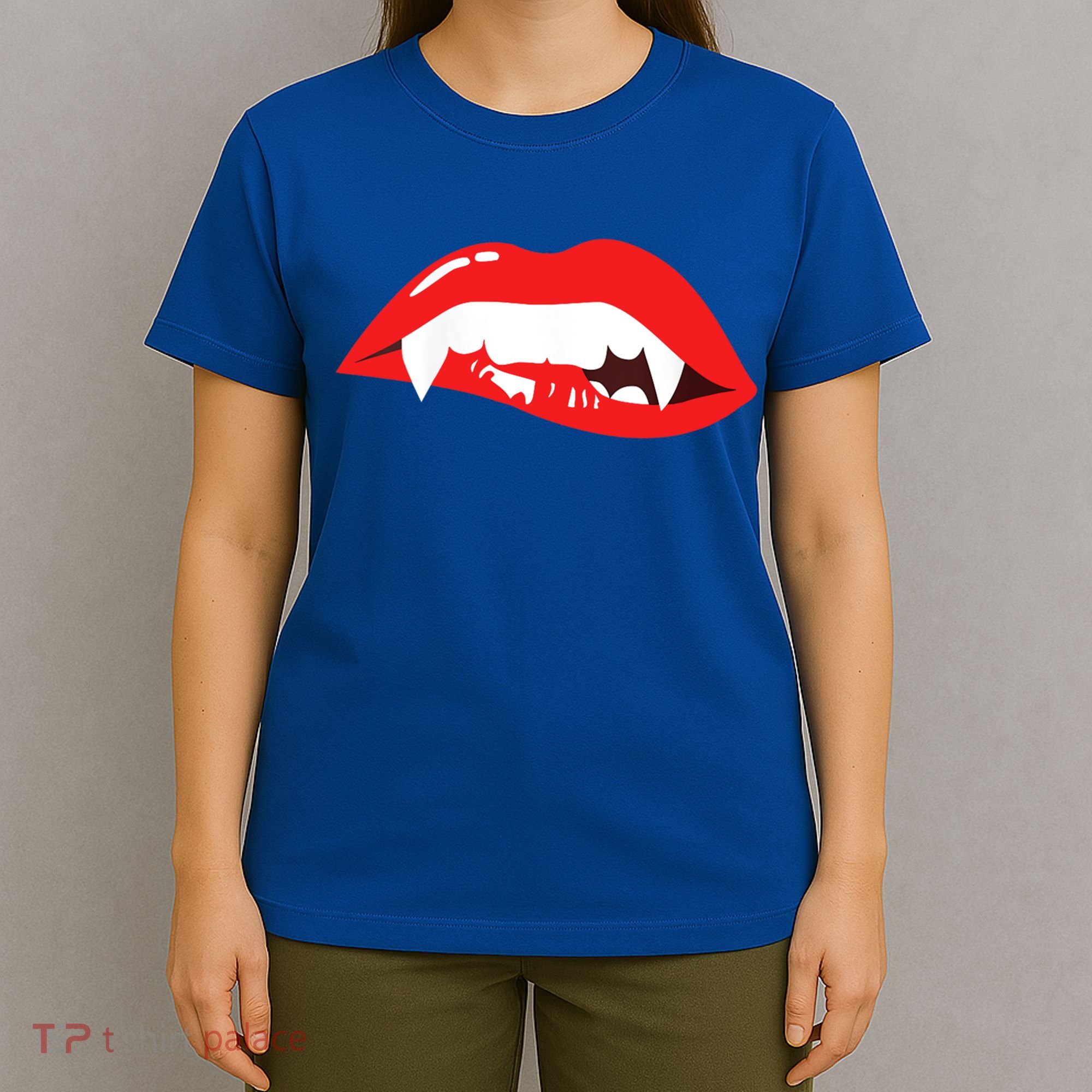 Wo Vampire Gift Sexy Lips Teeth Lazy Halloween Costume Gift T-Shirt