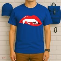 Wo Vampire Gift Sexy Lips Teeth Lazy Halloween Costume Gift T-Shirt thumb 6