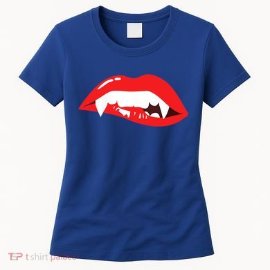 Wo Vampire Gift Sexy Lips Teeth Lazy Halloween Costume Gift Women's T-Shirt