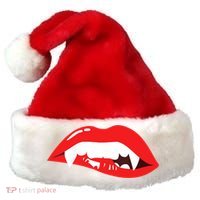 Wo Vampire Gift Sexy Lips Teeth Lazy Halloween Costume Gift Santa Hat thumb 0