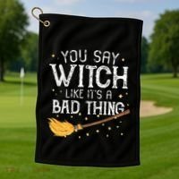 Witchy Vibes Halloween Present Golf Towel thumb 1