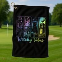 Witchy Vibes Halloween Spooky Season Golf Towel thumb 1