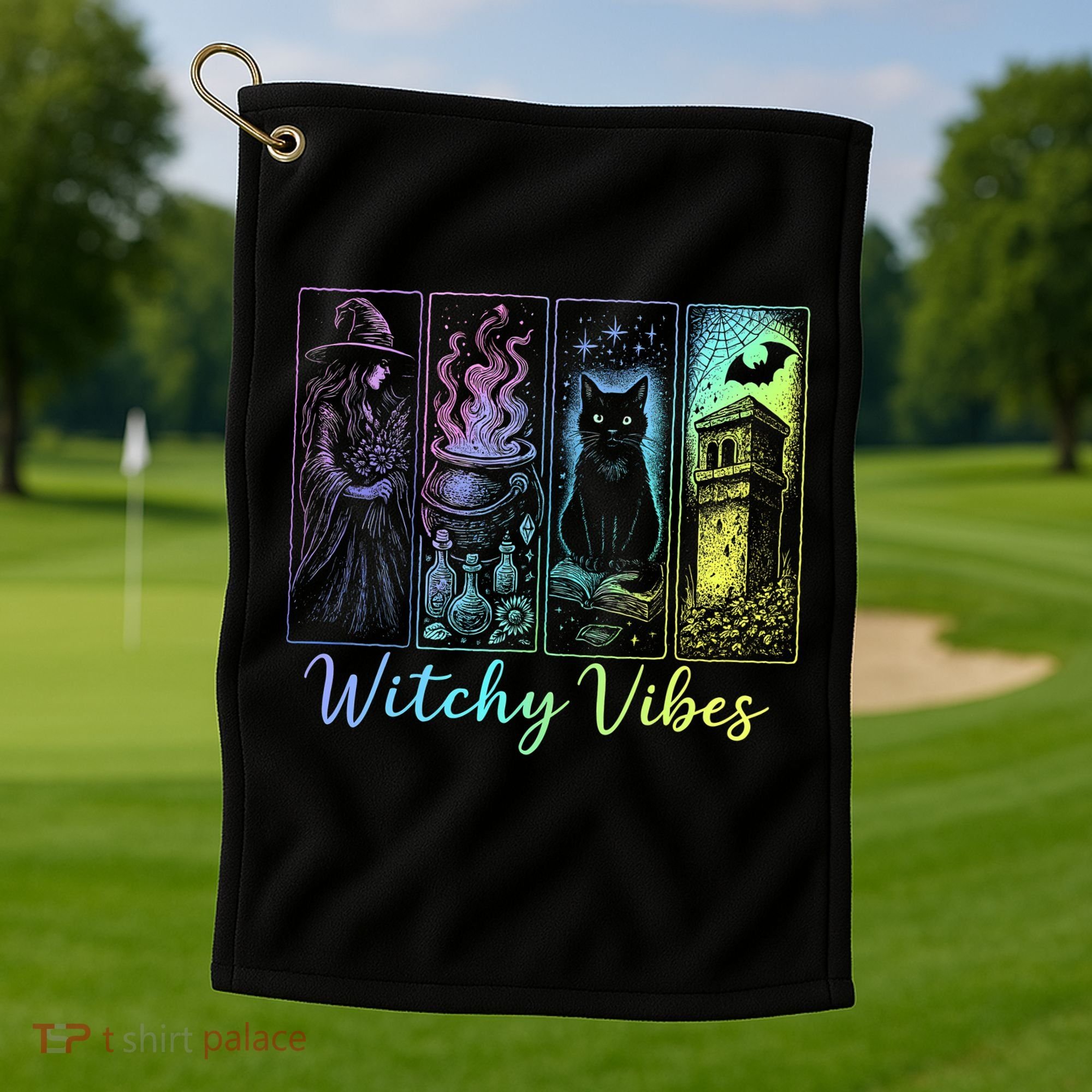 Witchy Vibes Halloween Spooky Season Golf Towel